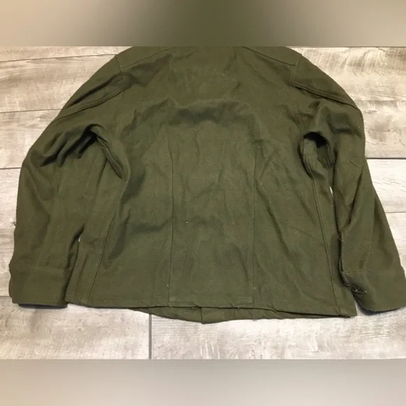 US Army OG-108 Olive Green Heavy Wool Field Shirt Jacket 1950s Vintage Medium